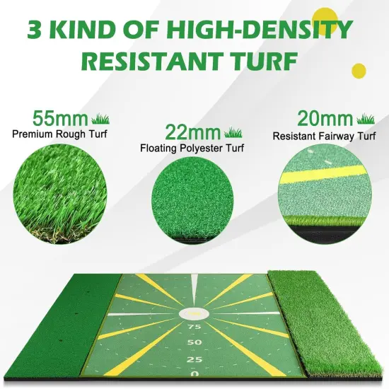 5x4ft Golf Hitting Mat & Floating Golf Green (1.5x1.2m) - Premium Practice Turf for Indoor/Outdoor, Pool, Backyard with 7-Iron Club, Balls, Tees - Perfect Gift for Men/Dad/Golf Lovers {5}