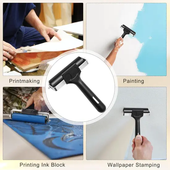 1+1 Pcs Wooden Block Printing Baren with Rubber Brayer Roller, Block Printing Press Kit for Crafting, Printing, Inking, Stamping, Linocut {4}