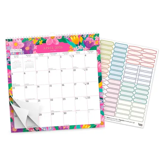 Bonnie Marcus OFFICIAL | 2026 12 x 12 Inch (Hanging) 18 Months Monthly Square Wire-O Calendar | Sticker Sheet | July 2025 - December 2026 {4}