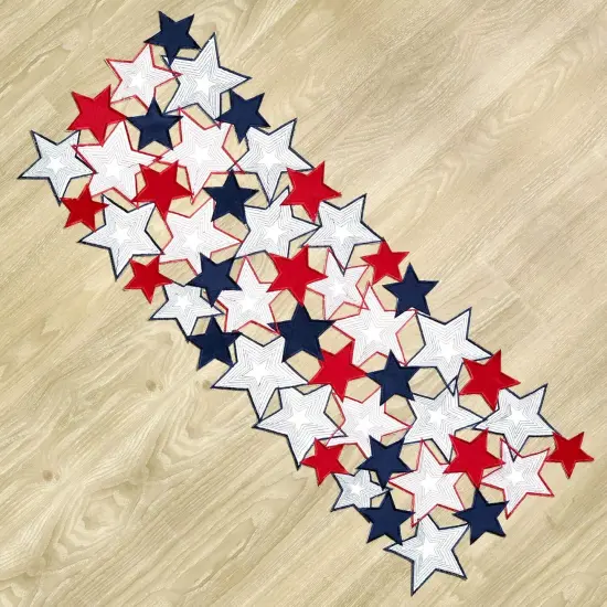 Americana July 4th Celebration Fabric Cutwork Table Runner (Stars Cutwork Runner) {1}