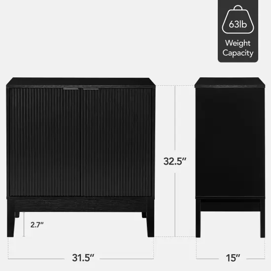 Best Choice Products 2-Door Reeded Storage Cabinet w/ Soft-Close Doors, Multipurpose Accent Furniture Black {2}