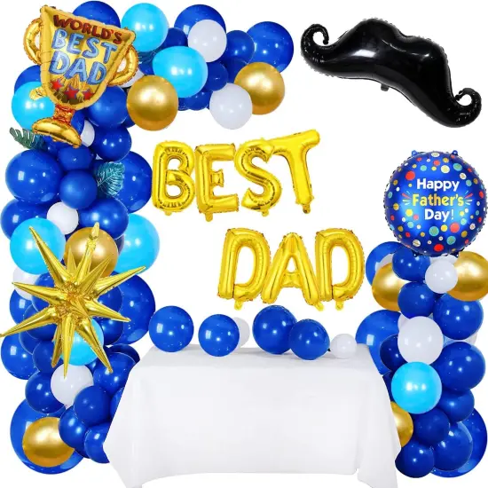 133Pcs Fathers Day Balloons Decorations Garland Arch Kit Include Happy Fathers Day Balloons, BEST DAD Foil Mylar Balloons, Happy Father's Day Party Decoration Supplies {1}