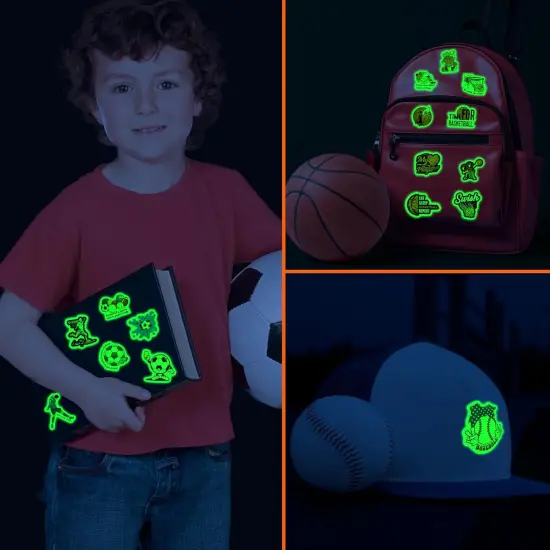 Glow in The Dark Cool Ball Mixed Sports Stickers for Water Bottle s, Waterproof Vinyl Soccer Basketball Volleyball Badminton Laptop Decals, Kids Teens Adults Skateboard Helmets Luggage Decor {2}