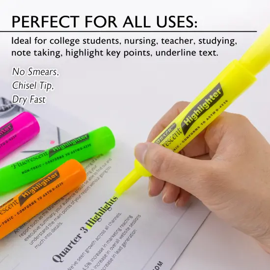 BAZIC Desk Style Fluorescent Highlighters (4/Pack) {4}