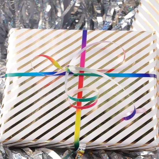 Rainbow Ribbon, 500 Yard Curling Ribbon for Crafts, Balloon Iridescent Color Gift Wrapping, Balloon Ribbon, Crimped Ribbon, Holographic Balloons String, Florist Flower (1 Roll) {3}