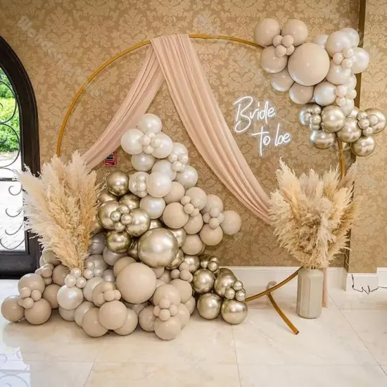 145PCS Neutral Balloon Arch Kit Champagne Balloon Double Stuffed Pearl White Cream Peach neutral balloons {4}