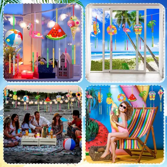 30 Pack Summer Wind Chime Making Kit for Kids, Summer Beach Fruit DIY Wind Chime Wooden Crafts Kit Ornaments for Girls and Boys Activity Birthday Outdoor Decoration {5}