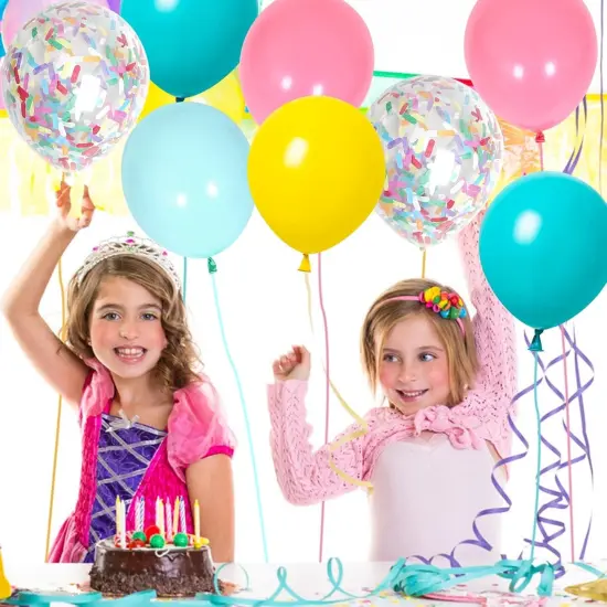 60pcs Yellow Red Blue Macaron Balloons and Colorful Strip Confetti Balloons for Wedding Bridal Shower Birthday Party Baby Shower Decoration {5}