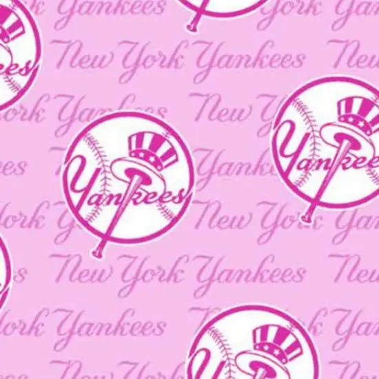 Licensed MLB New York Yankees Breast Cancer Pink Cotton 60399-B Fabric by the Yard {1}