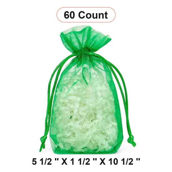 Flat Bottom Organza Bags 5 1/2 '' X 1 1/2 '' X 10 1/2 '' for Premium Gift Bags Emerald {1}