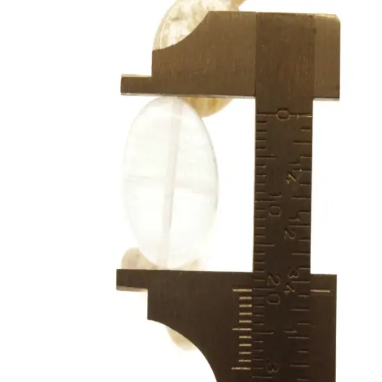 5 20mm Clear Quartz Glass with Light Yellow Lines Flat Oval Beads {5}