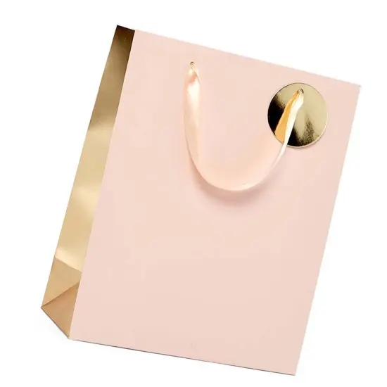 Stylish Two-Tone Metallic Euro Totes 7'' x 37/8'' x 91/16'' Pink {4}