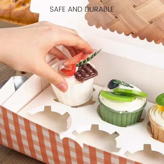 6 Count Cupcake Boxes, 15PCS 9.5"x6.3"x3" Cupcake Container with Window Boxes Holding 90 Pastry Box for Birthday Holiday Party Bakery Supplies {4}