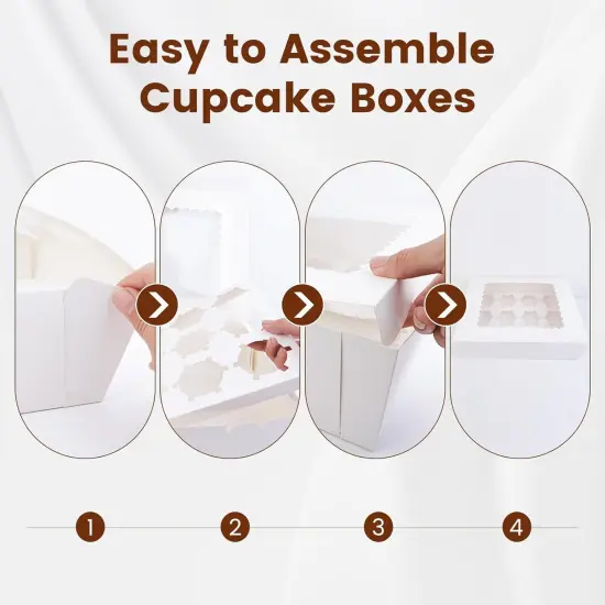 12PCS Cupcake Boxes 12 Count Cupcake Container with Window White Cupcake Holder Holding 144 Cupcakes for Birthday Holiday Party Bakery Supplies(12.8"x 9.84"x 3.54") {4}