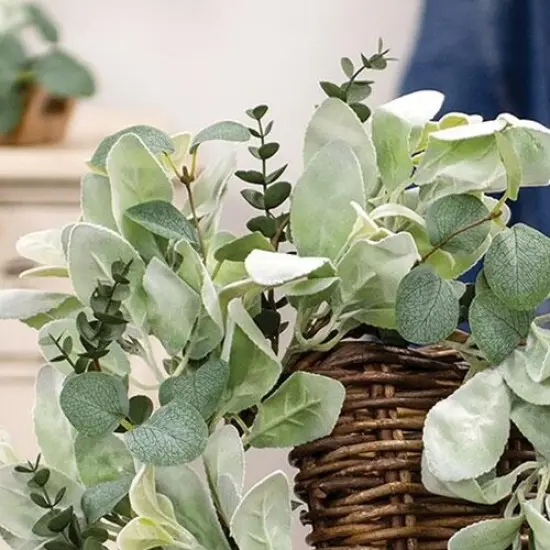 Velvet Lamb's Ear & Eucalyptus Candle Ring 6.5" {3}