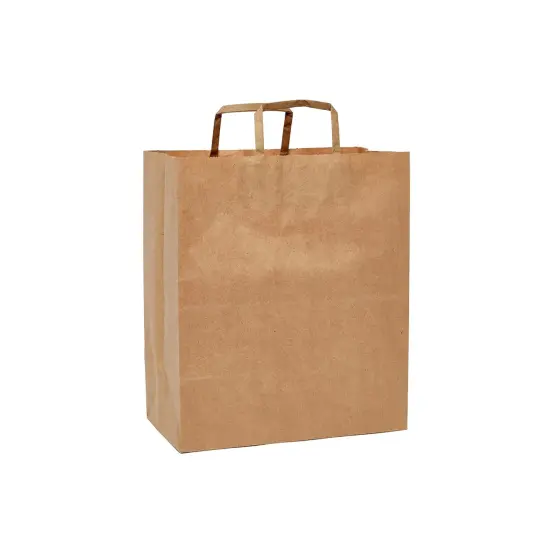 Flat Handle Kraft Grocery Bags 12" x 7" x 17" Multi Purpose {4}