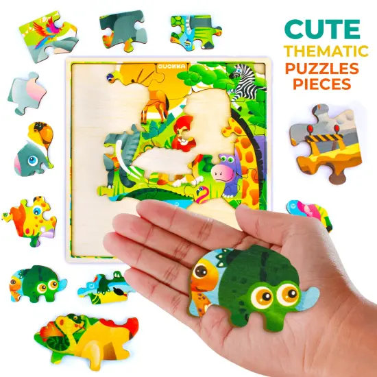 QUOKKA Wooden Africa Puzzles for Kids Ages 3-5 – 28 Pieces Toddlers Kids Puzzles Ages 4-8 Year Olds – Wood Africa Toys for Children 6-8 yo | Africa Animals {4}