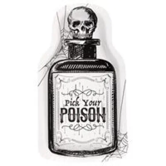 Sketchy Skull "Pick Your Poison" Bottle-Shaped 9.5" Plates {1}