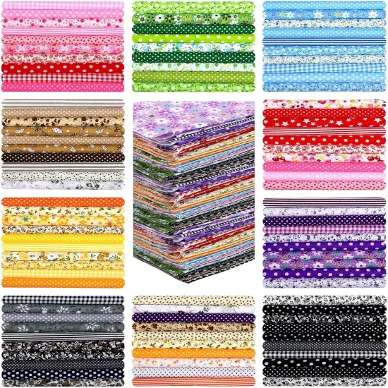 100 Pcs 8 x 8 Inch Cotton Fabric Squares Multicolor Precut Quilting Fabric {1}