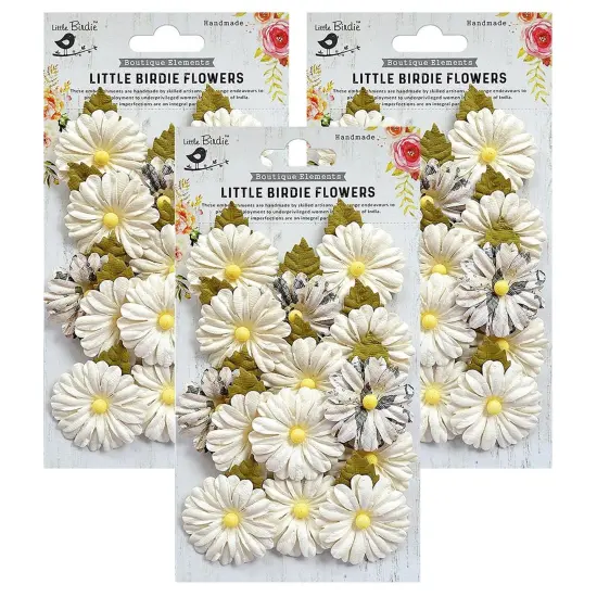 Pack of 3 - Little Birdie Valerie Paper Flowers 14/Pkg-Moon Light {1}