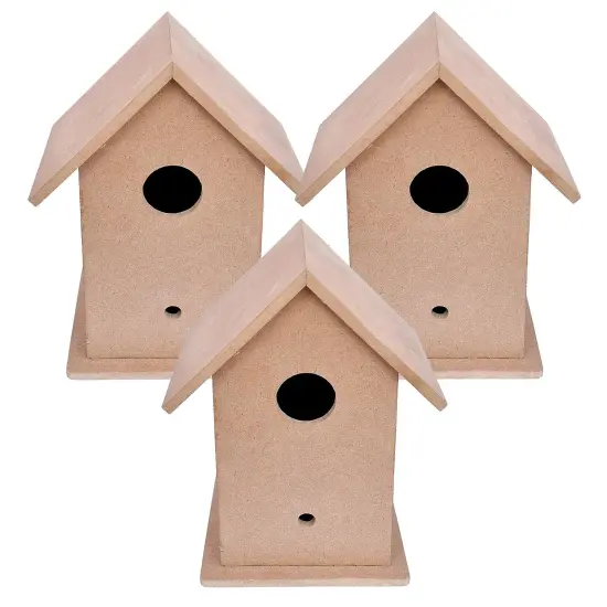 Pack of 3 - Little Birdie MDF Base Bird House 5.5"X7"-Bird House {1}