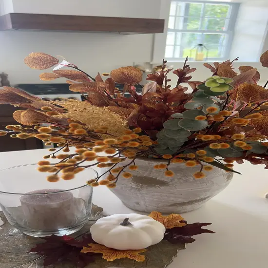 3pcs Fall Eucalyptus Stems, Artificial Eucalyptus Leaves Branches for Autumn Thanksgiving Fall Decor {5}