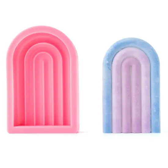 American Crafts Color Pour Stone Resin Silicone Mold-Rainbow Coaster {5}