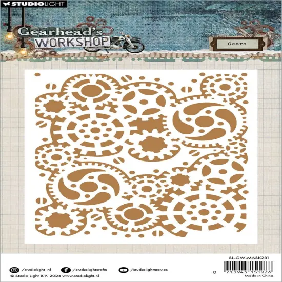 Studio Light Gearhead's Workshop 4.5"X5.83" Stencil-Nr. 281, Gears {3}