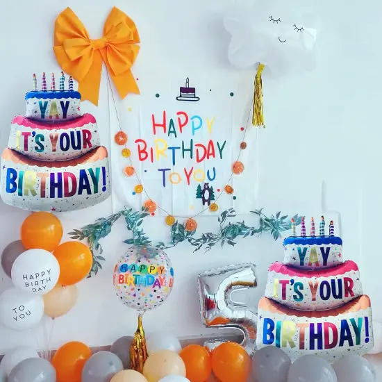 Foil Inflated Mylar Balloons - Birthday Cake {5}