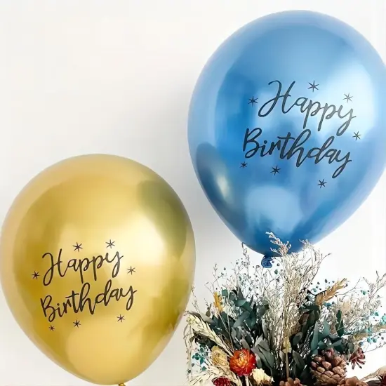 Colorful Metallic Happy Birthday Balloons {2}