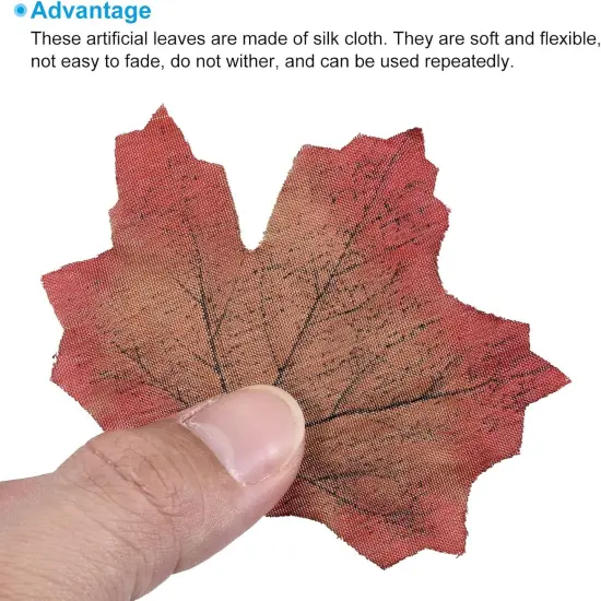 Artificial Leaves, 300 Pcs Fall Maple Autumn Fake Leaf- Coffee Red {3}