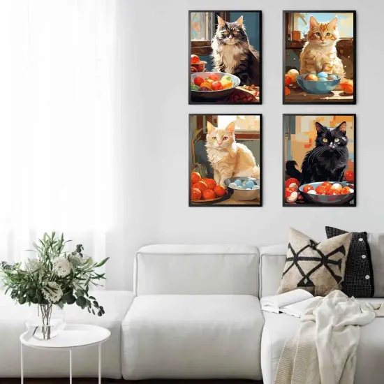 4 Pack Cats Paint by Numbers Kit for Adults Beginners {5}