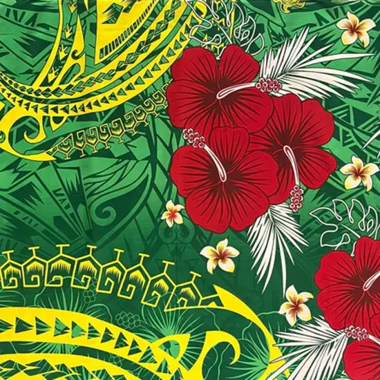 72" L x 45" W Fiji Hibiscus Cluster Sarong Polyester Fabric Red {2}