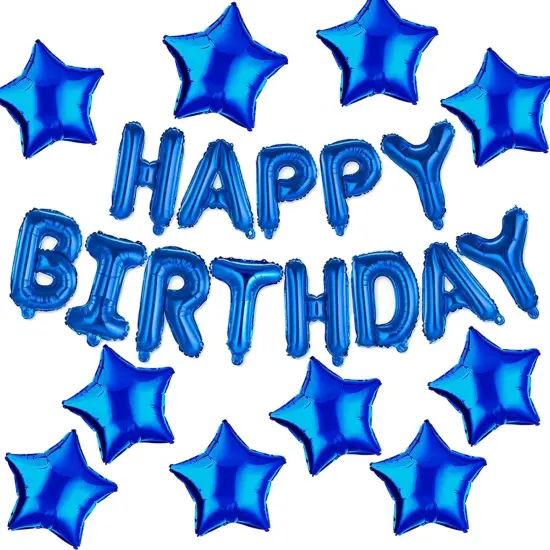 27pcs Birthday Party Decorations with 10pcs Extra Large Royal Blue Star Balloons {1}