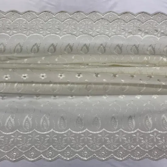1 Yard Ivory Medium Eyelet Fabric with Double Border & Soft Touch 41/42" Wide {2}
