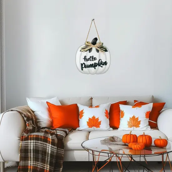 White Pumpkin Wall Decor Hello Pumpkin Sign {3}