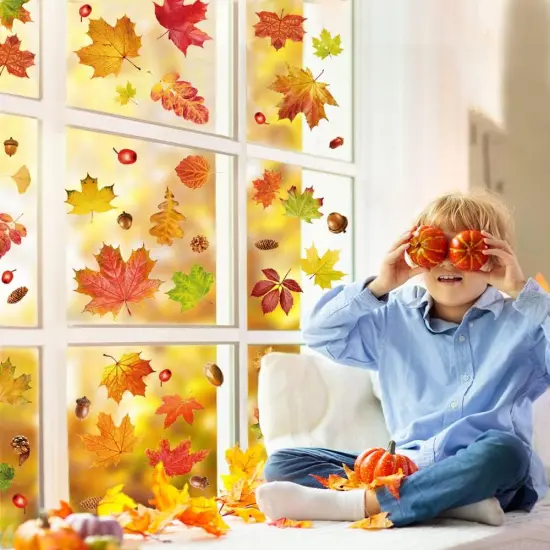 6 Sheets Thanksgiving Fall Window Clings-Fall {4}