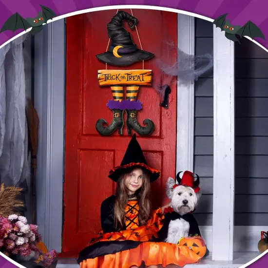 Halloween Door Sign Witch Wreath Decorations {5}