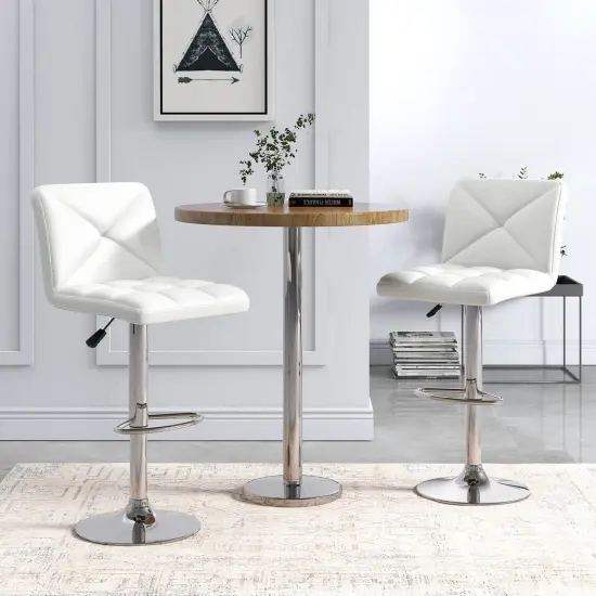 Costway Modern Bar Stools Set of 2 PU Leather Upholstered Swivel Counter Stools with Back Black/Brown/White {4}