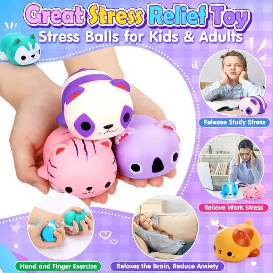 6PCS Cat Squishies Slow Rising Stress Balls {3}