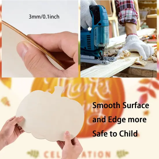 12 Pieces Large Wooden Pumpkin Cutouts 11 Inches Unfinished Wood Craft {2}