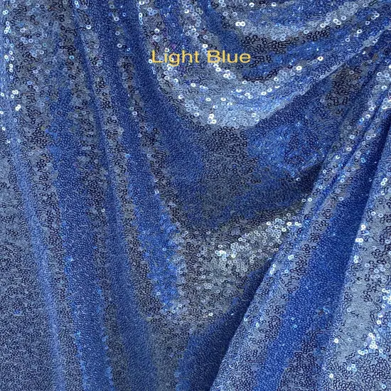 1 Yard Light Blue Periwinkle Glitz Sequin Fabric Polyester Sparkle Textile 52/54 Inch Wide {1}