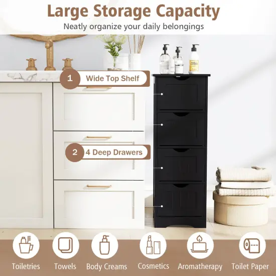 Costway 32.5'' Bathroom Floor Cabinet with Anti-tipping Device Freestanding Towel Cabinet {6}