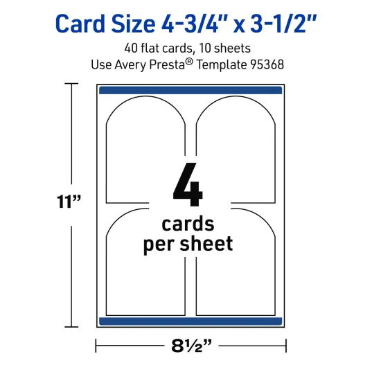 Avery Printable Arched Flat Cards, Sure Feed Technology, 4-3/4" x 3-1/2", Matte White Cardstock, Print-to-The-Edge, Laser/Inkjet Printable, 40 Total {11}