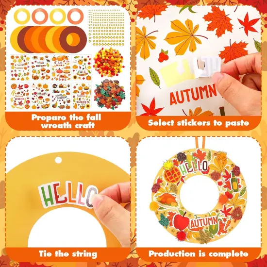 48 Sets Autumn Wreath Craft Kits for Kids {2}