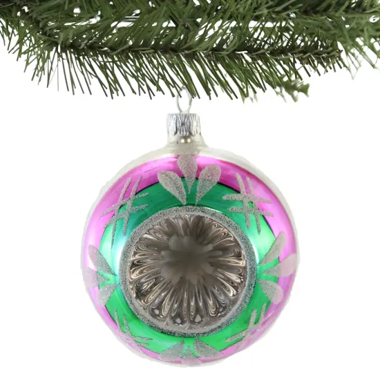 Golden Bell Collection 3.5 Inch Green / Purple Ball W/ Reflector Christmas Tree Ornament , Christmas Decor Ornament Czech Republic {3}