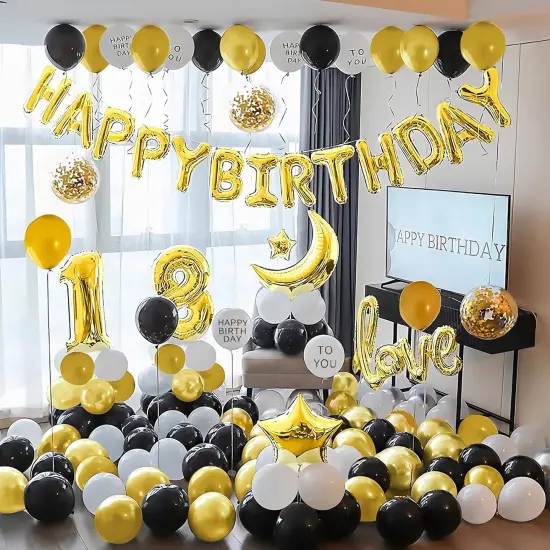 Happy Birthday Ballon (3D Gold Mylar Foil) {5}