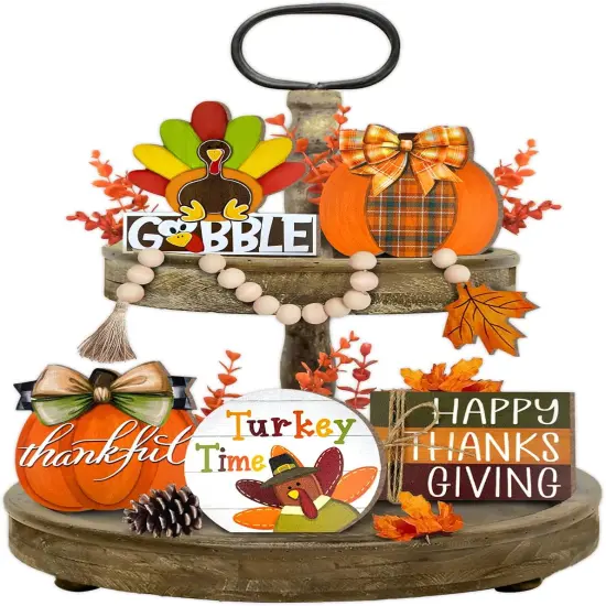 Thanksgiving Tiered Tray Decor {1}