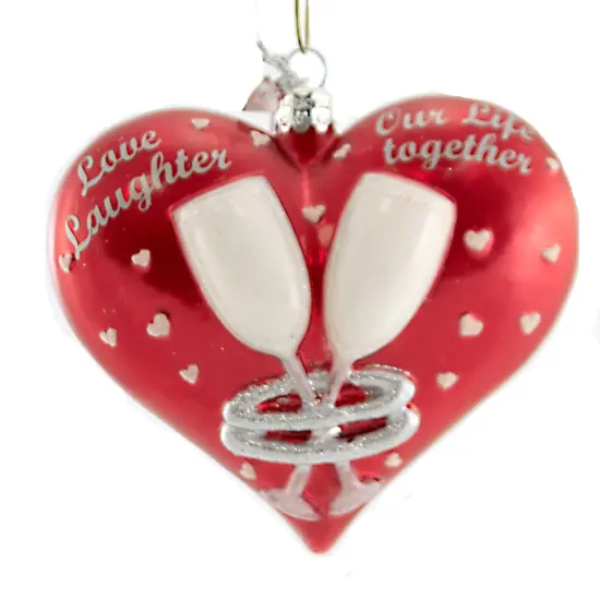 Noble Gems 4.0 Inch Love Laughter Heart Tree Ornament , Wedding Anniversary Toast Red {1}