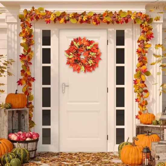 18 Inch Thick Fall Wreaths for Front Door {5}
